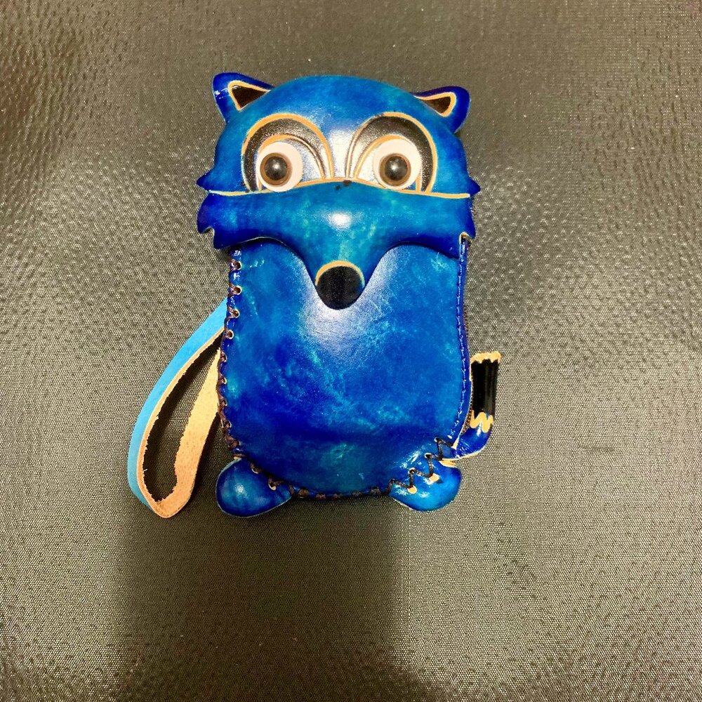New Handmade Blue Leather Fox Coin Purse，Coin Wallet